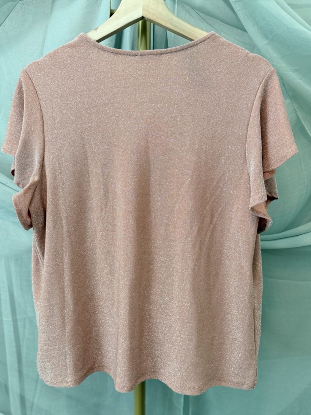 Chenault Rose Gold Shimmer Faux-Wrap Top - Picture 4 of 6